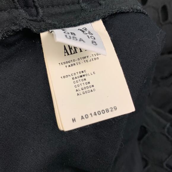 MOSCHINO Size 8 Black Cotton Eyelet A-Line Skirt - Picture 5 of 7